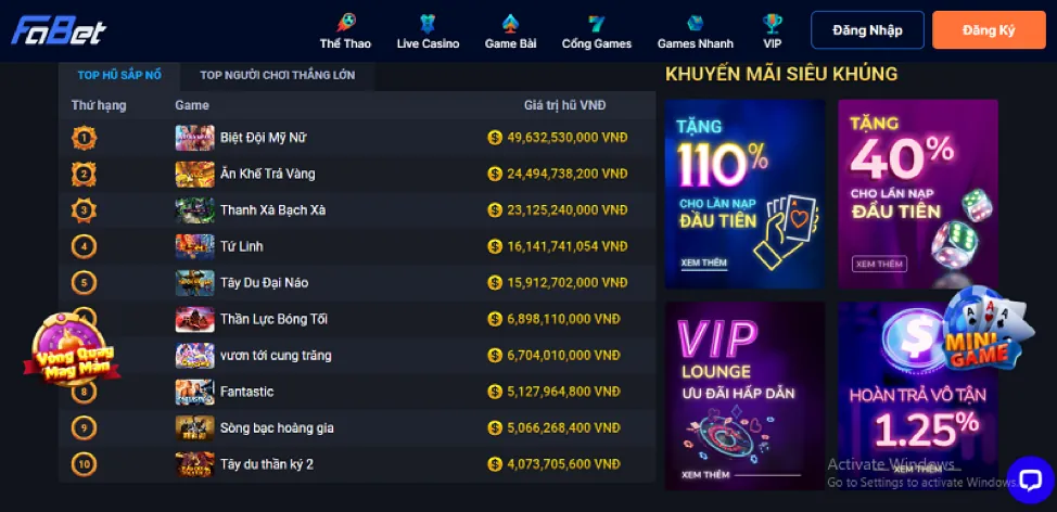 Truy cập trang chủ chính thức thabet38 win